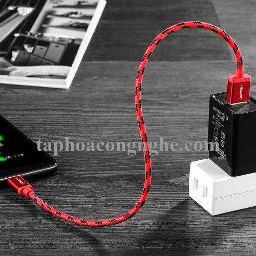 Ugreen 40483 0.5M màu đỏ Cáp sạc USB TypeC cao cấp US250 30040483